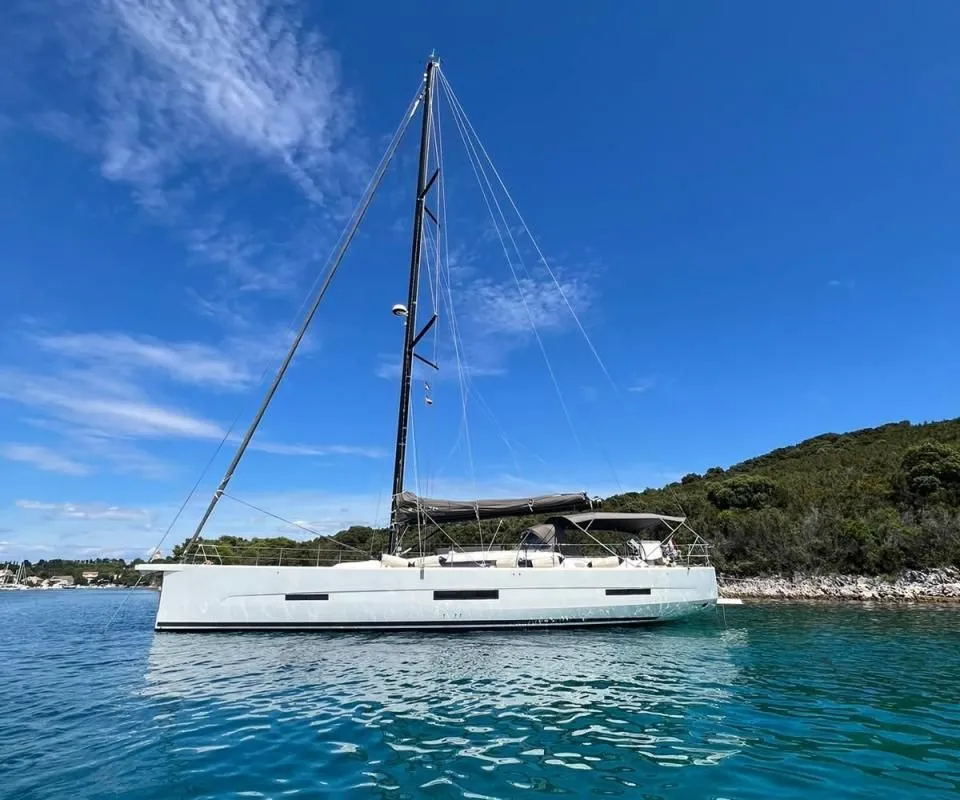 Deck of Epsilon, a Dufour 56 Exclusive sailboat at Šibenik, Croatia
