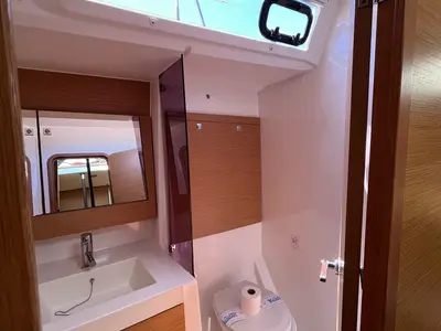 Deck of Epsilon, a Dufour 56 Exclusive sailboat at Šibenik, Croatia