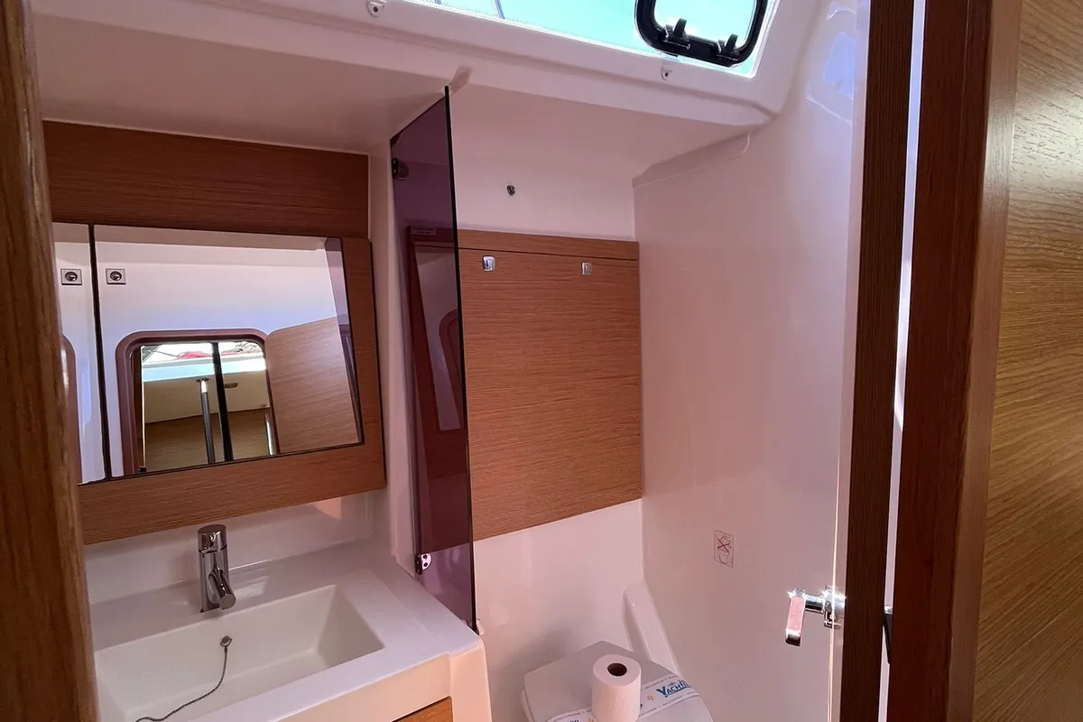Deck of Epsilon, a Dufour 56 Exclusive sailboat at Šibenik, Croatia