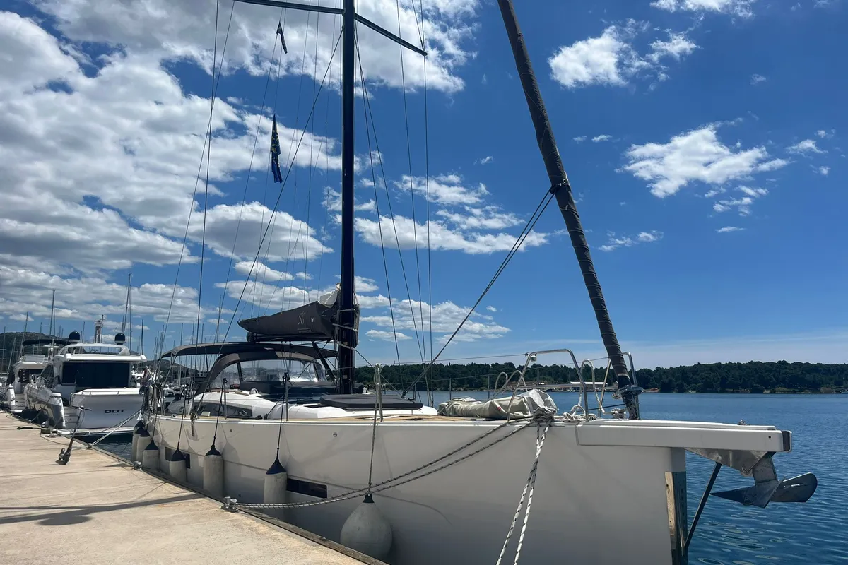 Salon of Epsilon, a Dufour 56 Exclusive sailboat at Šibenik, Croatia