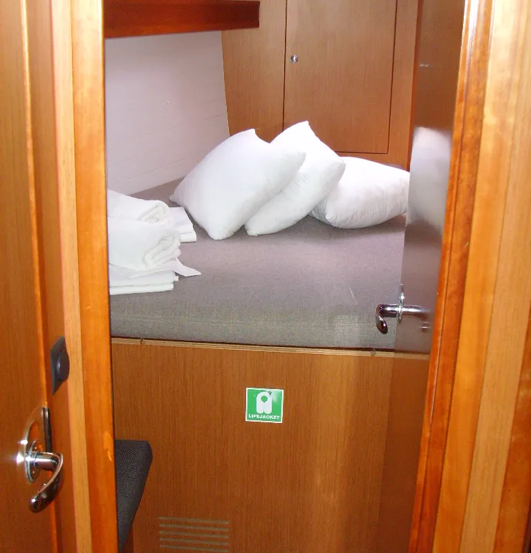 Cabin on Patroklos, a Bavaria Cruiser 45 sailboat at Municipal Unit of Lefkada, Greece