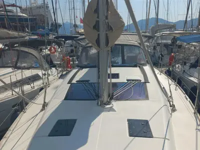 Deck of Julia, a Dufour 410 Grand Large sailboat at Marmaris, Turkey