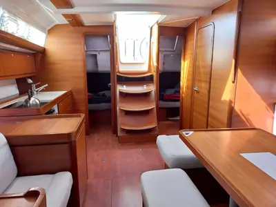 Salon of Julia, a Dufour 410 Grand Large sailboat at Marmaris, Turkey
