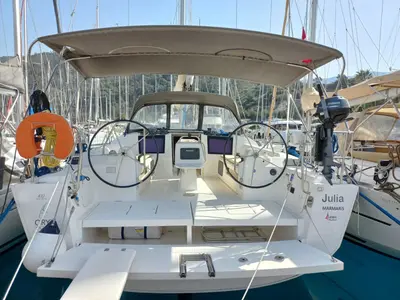 Cockpit of Julia, a Dufour 410 Grand Large sailboat at Marmaris, Turkey