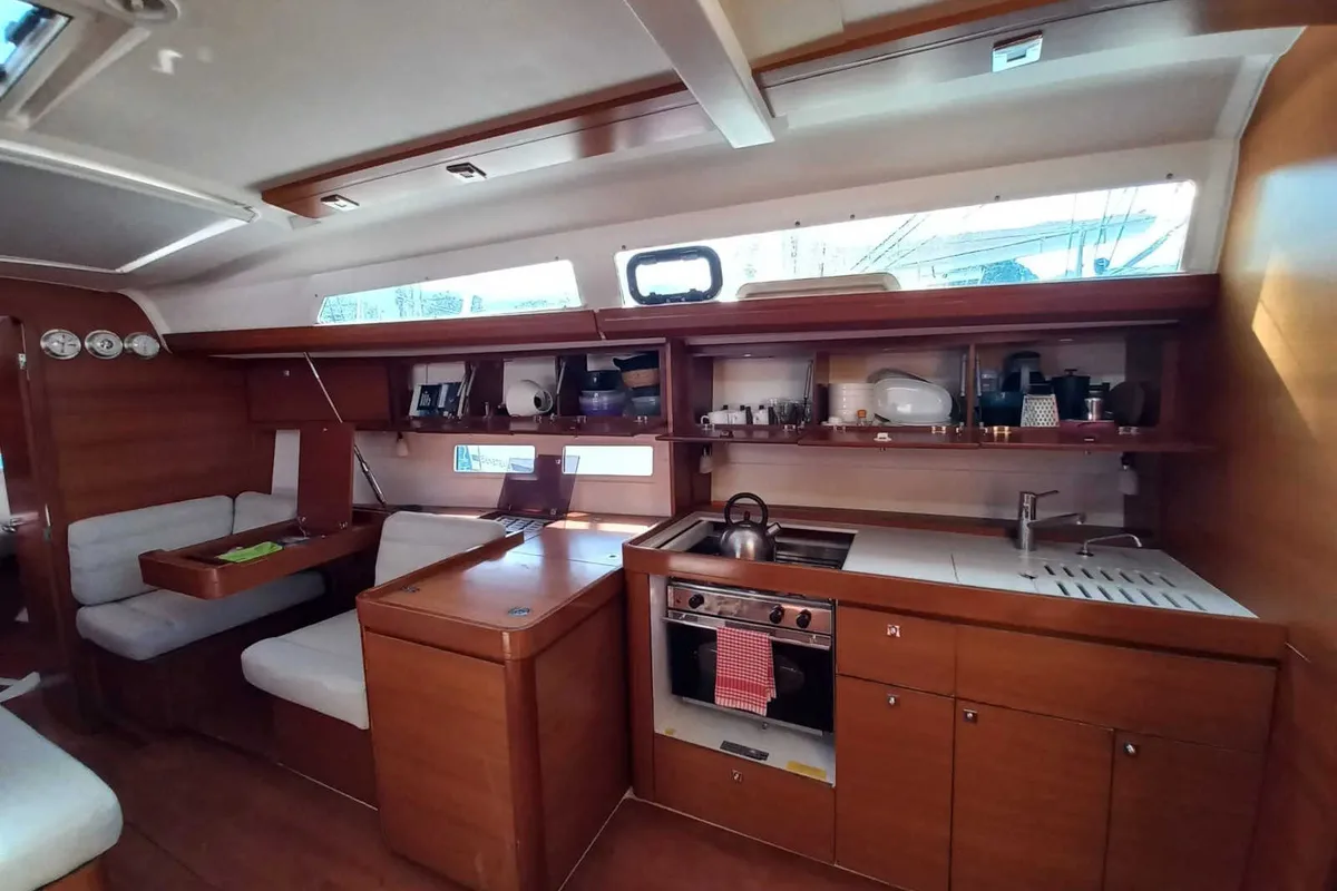 Galley of Julia, a Dufour 410 Grand Large sailboat at Marmaris, Turkey