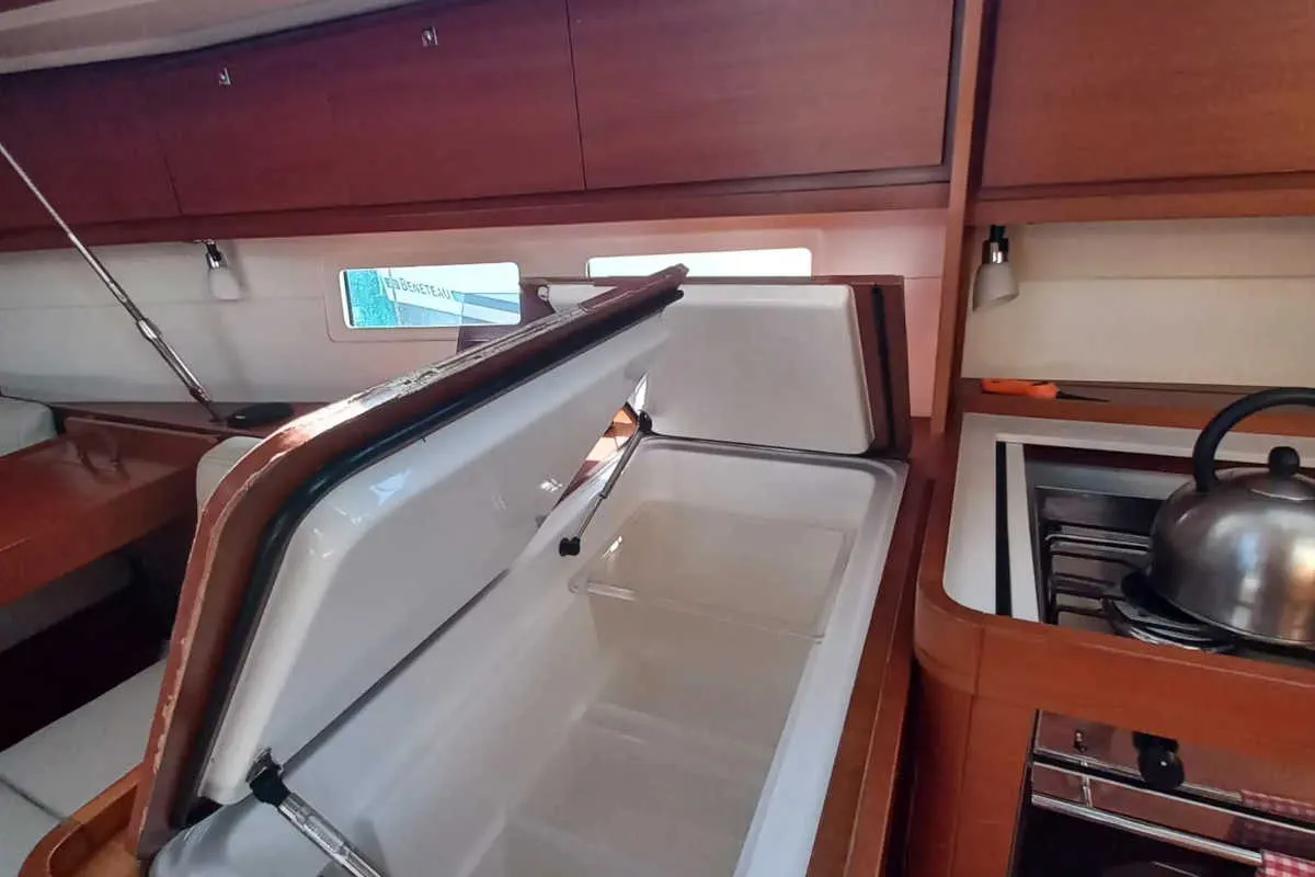 Galley of Julia, a Dufour 410 Grand Large sailboat at Marmaris, Turkey