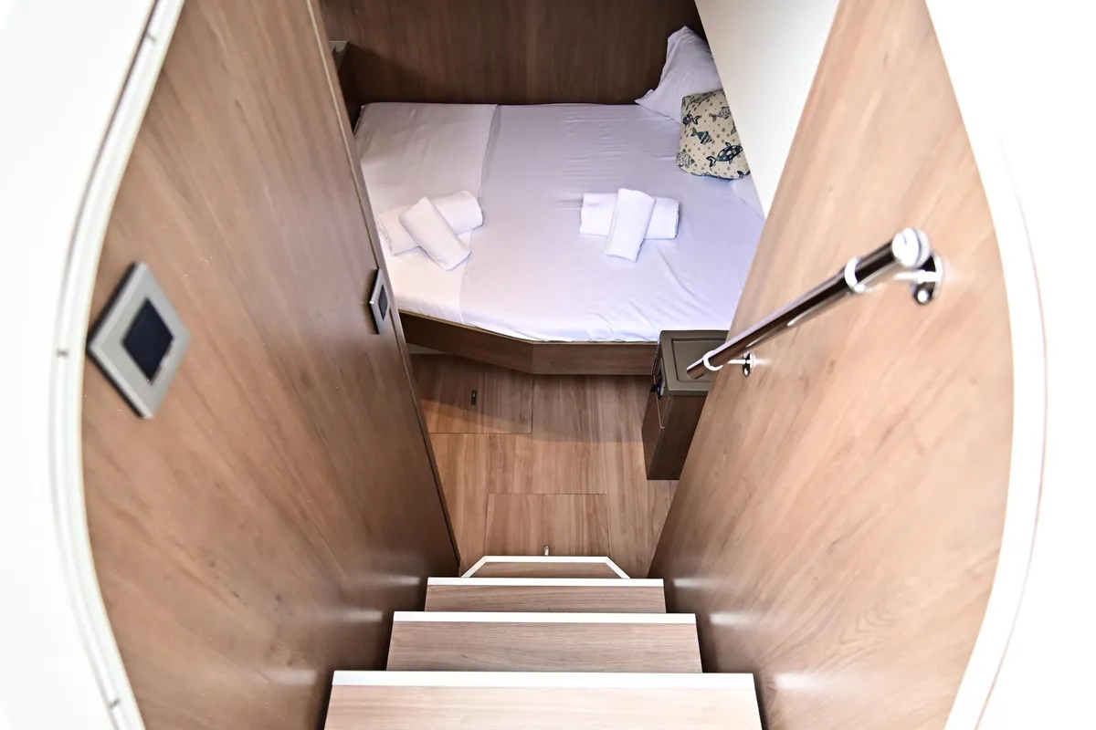Cabin on Arche IV, a Bali 4.8 catamaran at Salerno, Italy