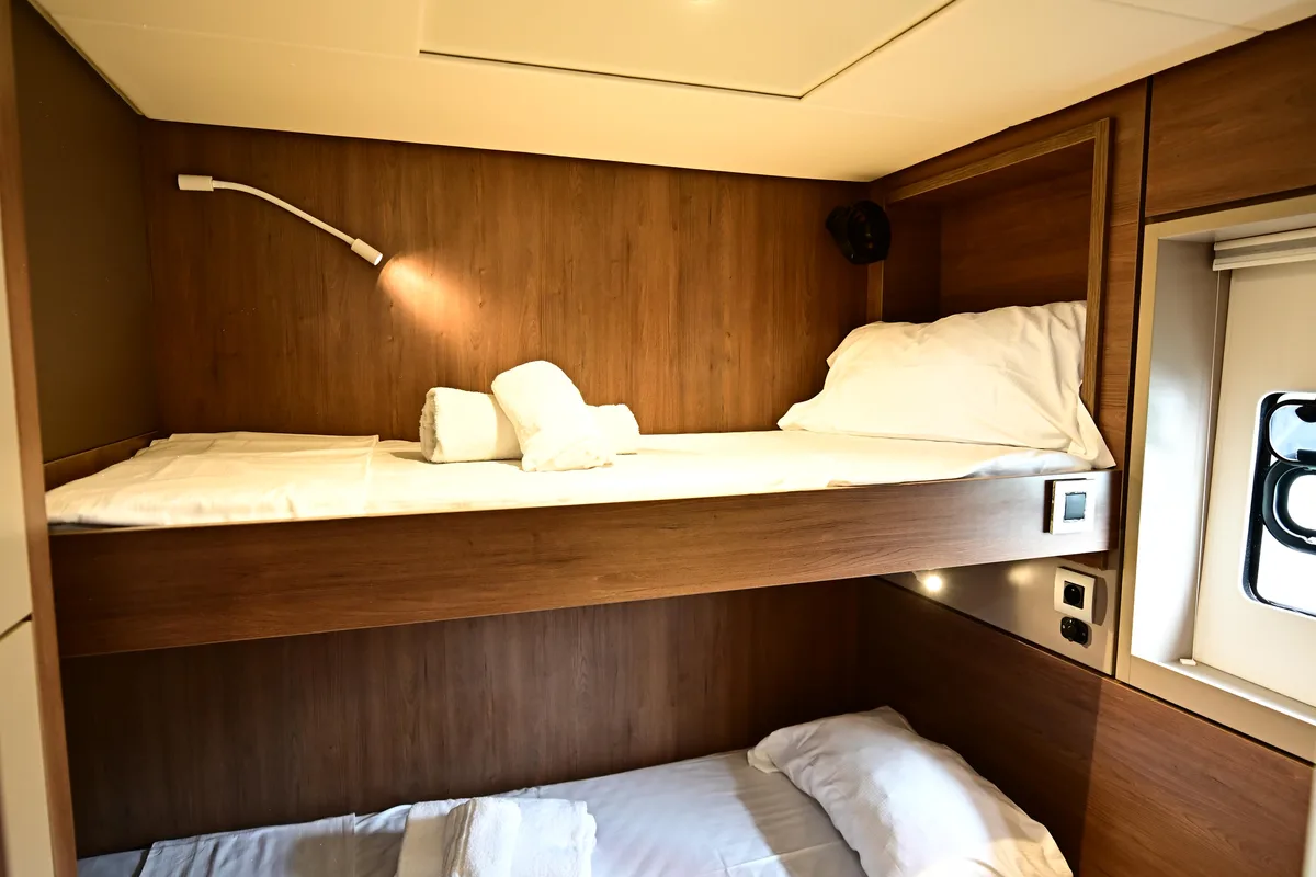 Cabin on Arche IV, a Bali 4.8 catamaran at Salerno, Italy