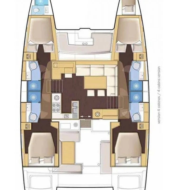 Deck of Diamanti IV, a Lagoon 46 catamaran at Skiathos, Greece