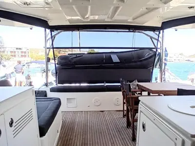 Cockpit of Diamanti IV, a Lagoon 46 catamaran at Skiathos, Greece