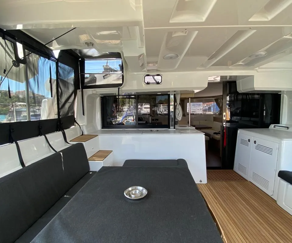 Galley of Diamanti IV, a Lagoon 46 catamaran at Skiathos, Greece