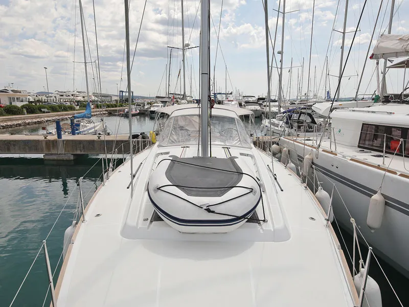 Deck of San Clemente, a Beneteau Oceanis 48 sailboat at Sukošan, Croatia