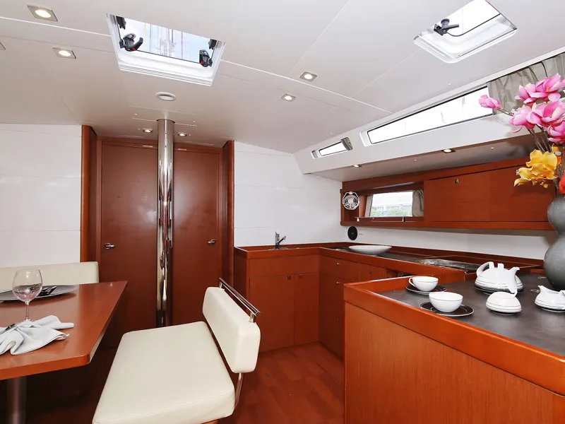 Galley of San Clemente, a Beneteau Oceanis 48 sailboat at Sukošan, Croatia