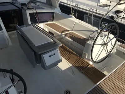 Cockpit of San Clemente, a Beneteau Oceanis 48 sailboat at Sukošan, Croatia