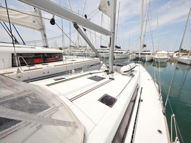 Deck of San Clemente, a Beneteau Oceanis 48 sailboat at Sukošan, Croatia