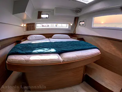 Cabin on Winny, a Lagoon 42 catamaran at Finikas, Greece