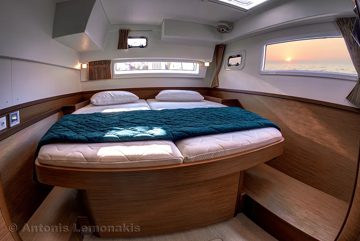 Cabin on Winny, a Lagoon 42 catamaran at Finikas, Greece