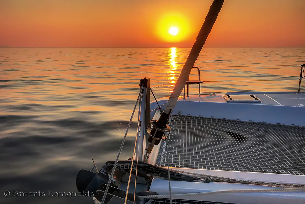 Deck of Winny, a Lagoon 42 catamaran at Finikas, Greece
