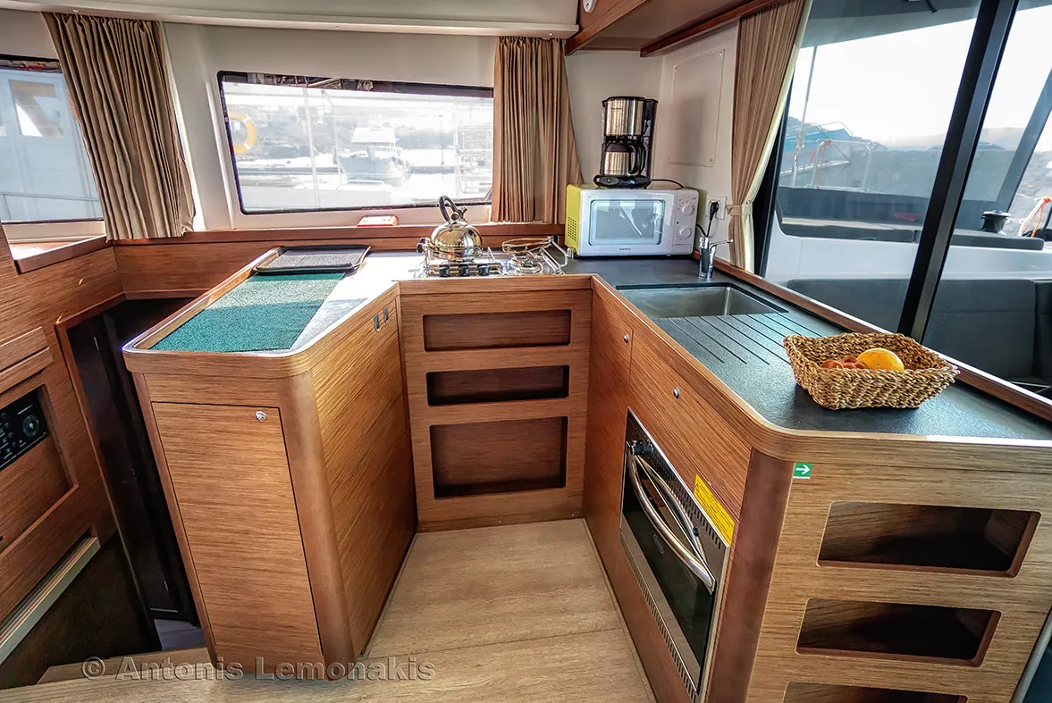 Galley of Winny, a Lagoon 42 catamaran at Finikas, Greece