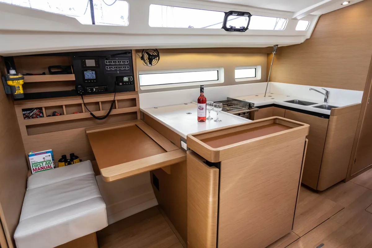 Galley of Irini, a Jeanneau Sun Odyssey 440 sailboat at Kontokali, Greece