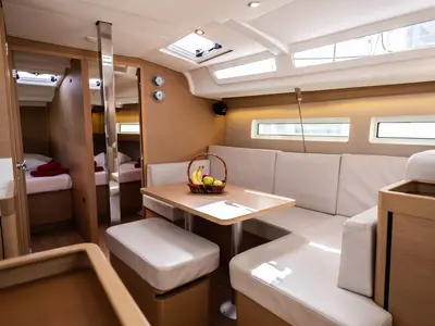 Salon of Irini, a Jeanneau Sun Odyssey 440 sailboat at Kontokali, Greece