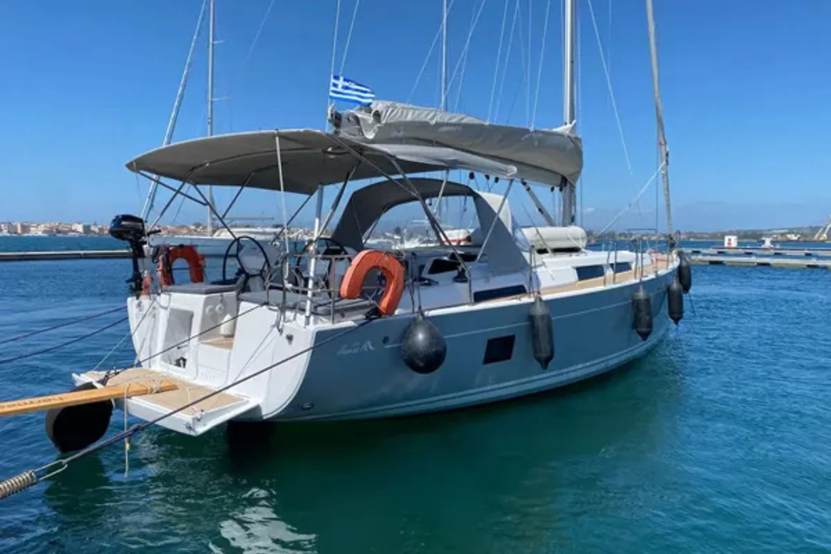 Exterior view of Zoe, a Hanse 458 sailboat at Municipal Unit of Ellomenos, Greece