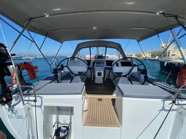 Cockpit of Zoe, a Hanse 458 sailboat at Municipal Unit of Ellomenos, Greece