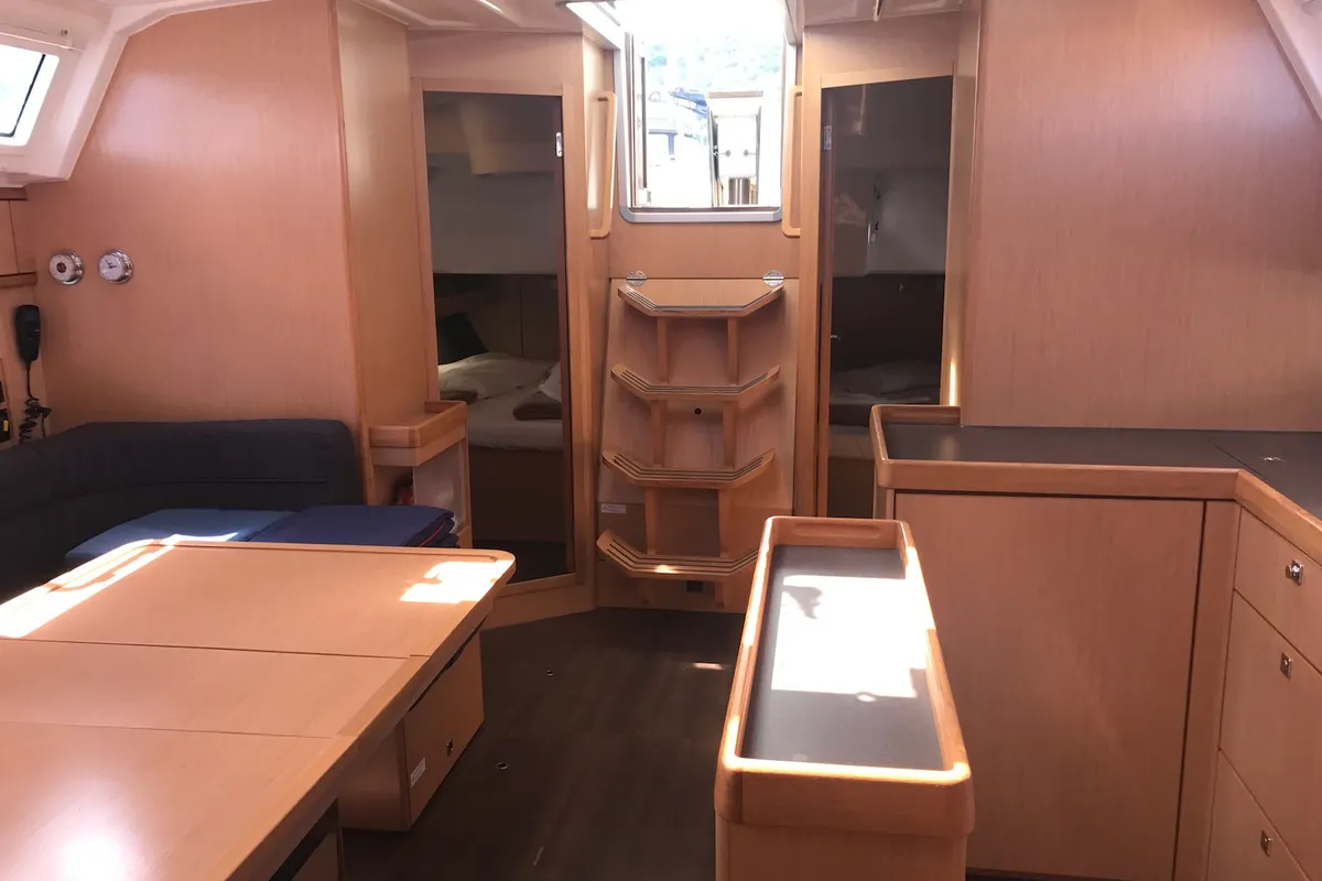 Salon of Aludra, a Bavaria Cruiser 46 sailboat at Rosignano Solvay, Italy
