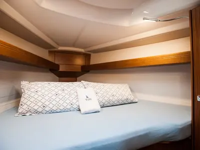 Cabin on Neo, a Bavaria Cruiser 34 Style sailboat at Zadar, Croatia