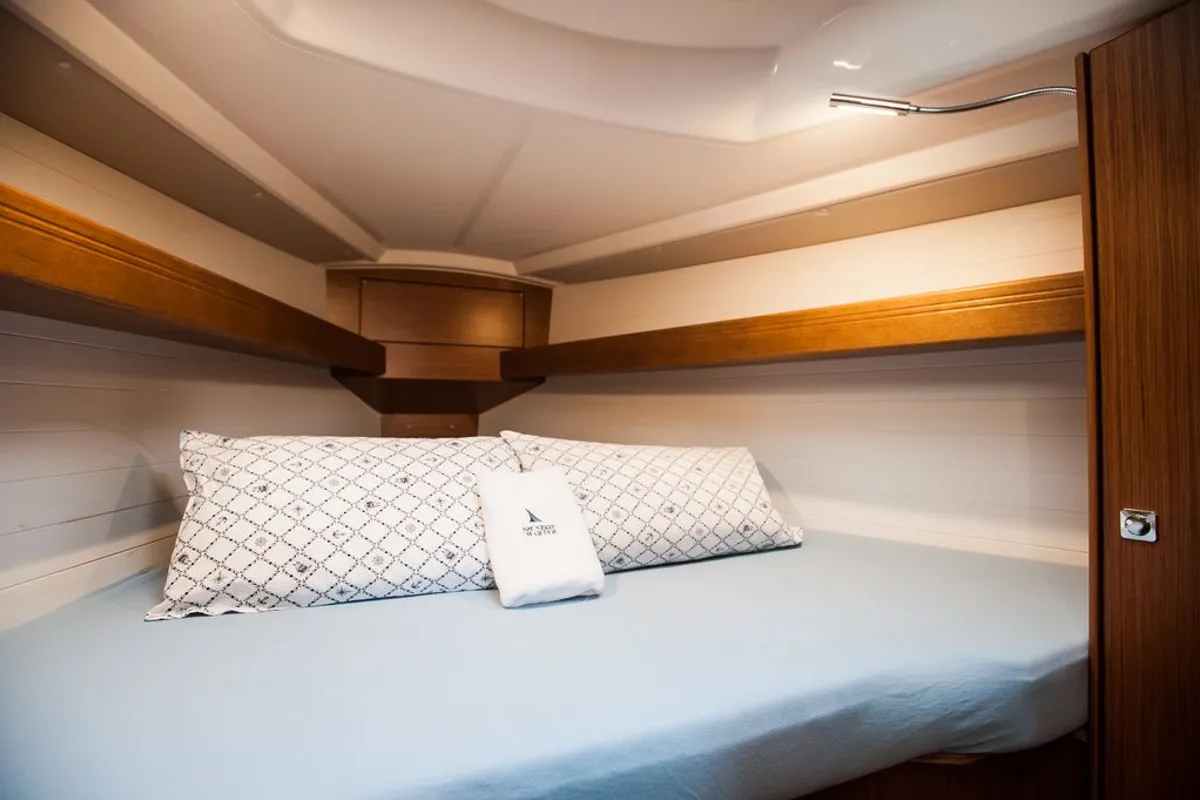 Cabin on Neo, a Bavaria Cruiser 34 Style sailboat at Zadar, Croatia