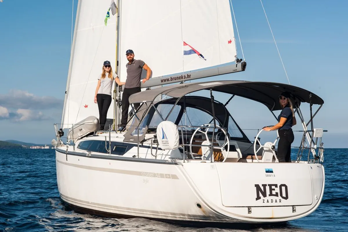 Exterior view of Neo, a Bavaria Cruiser 34 Style sailboat at Zadar, Croatia