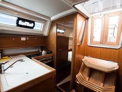 Galley of Neo, a Bavaria Cruiser 34 Style sailboat at Zadar, Croatia