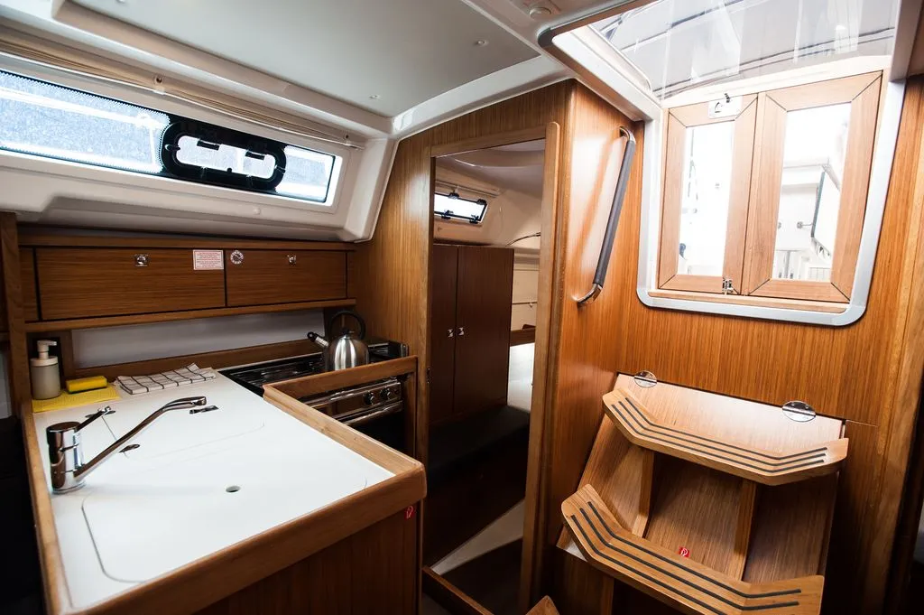 Galley of Neo, a Bavaria Cruiser 34 Style sailboat at Zadar, Croatia