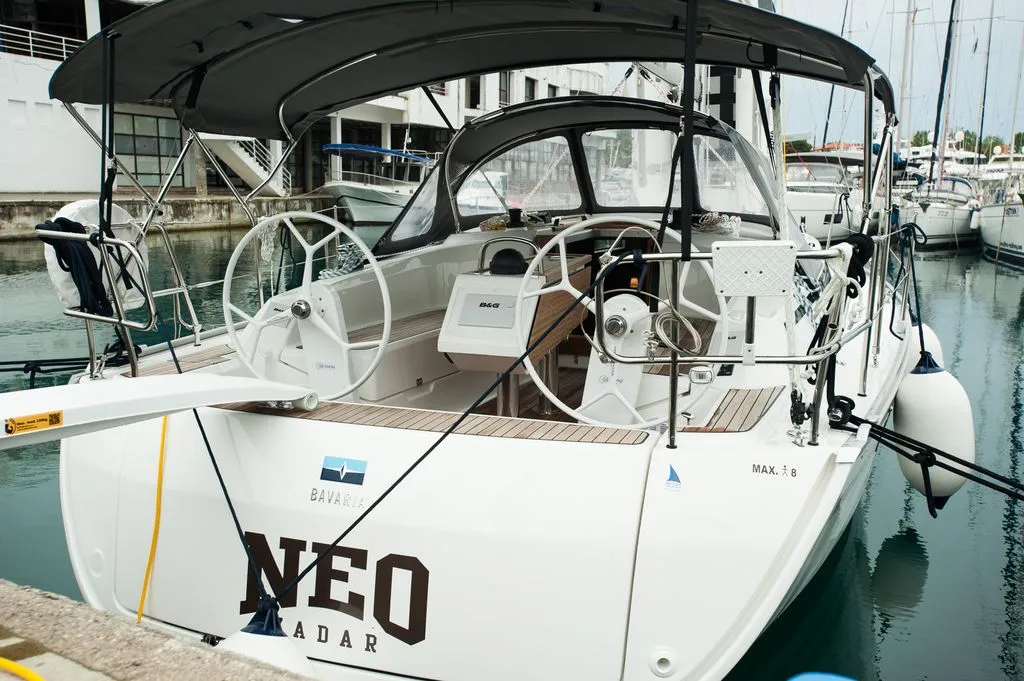 Cockpit of Neo, a Bavaria Cruiser 34 Style sailboat at Zadar, Croatia
