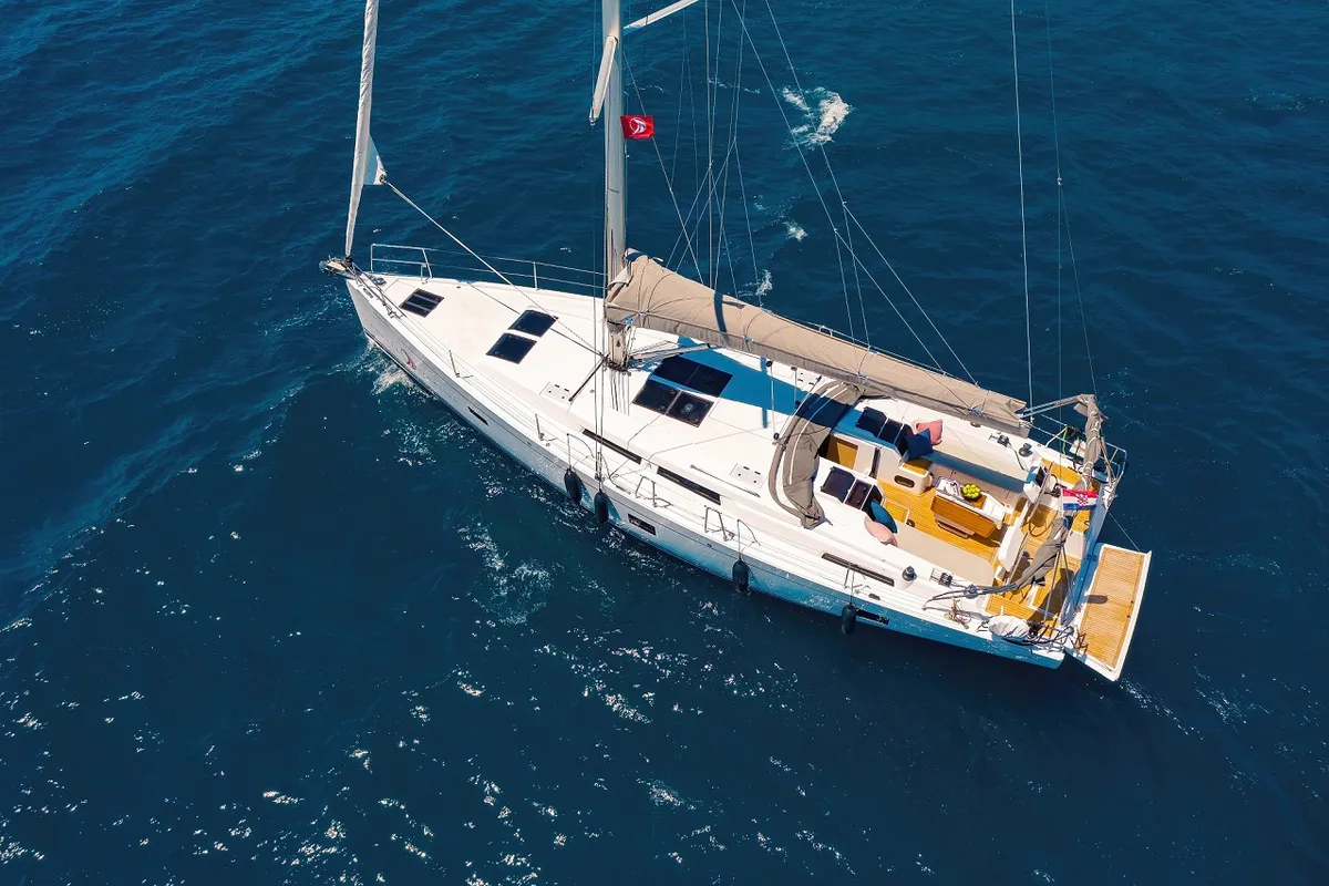 Exterior view of One Life, a Hanse 458 sailboat at Seget Donji, Croatia