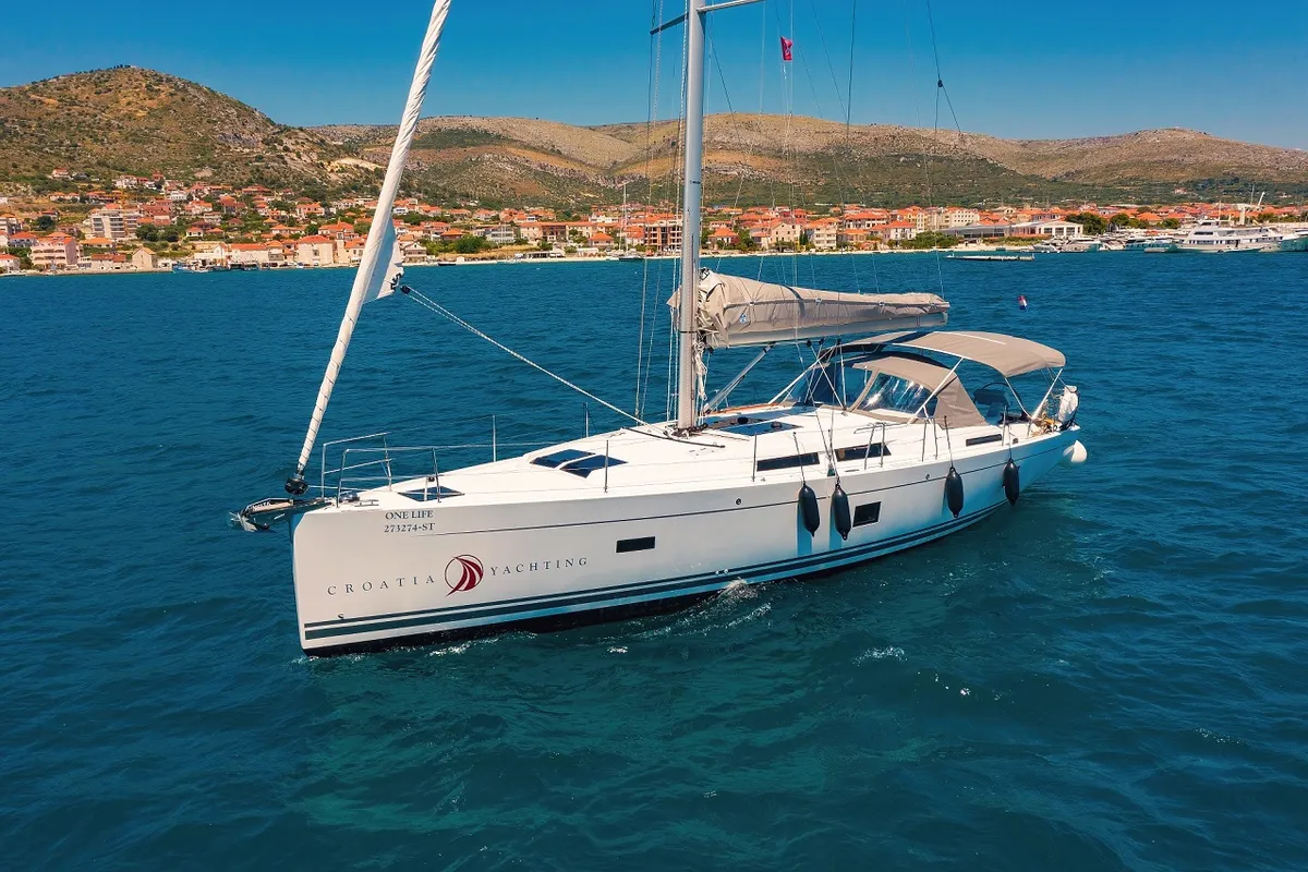 Exterior view of One Life, a Hanse 458 sailboat at Seget Donji, Croatia
