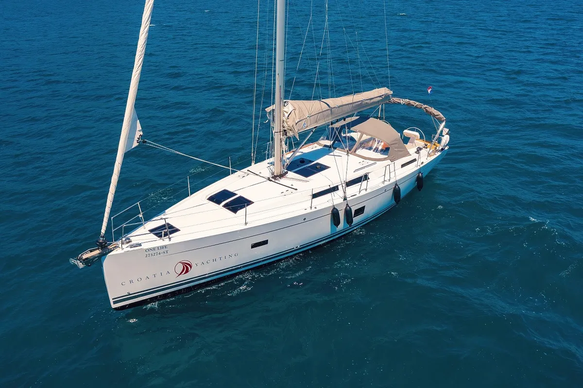 Exterior view of One Life, a Hanse 458 sailboat at Seget Donji, Croatia