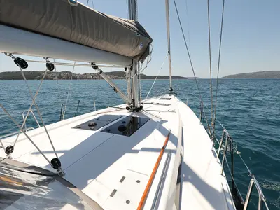 Deck of One Life, a Hanse 458 sailboat at Seget Donji, Croatia