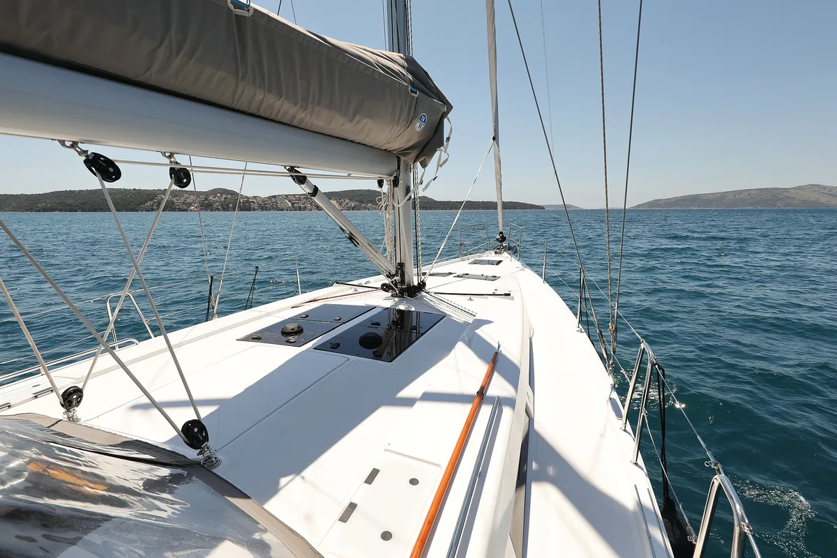 Deck of One Life, a Hanse 458 sailboat at Seget Donji, Croatia