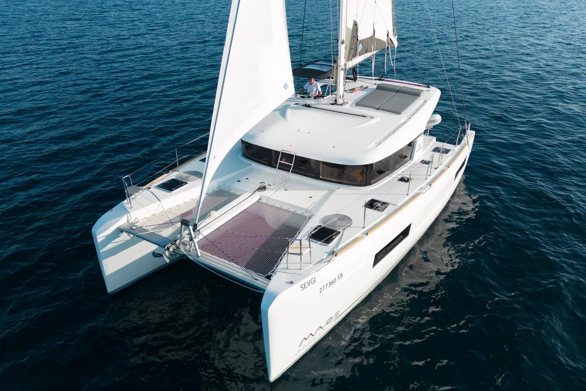 Exterior view of Sevgi, a Lagoon 40 catamaran at Grad Šibenik, Croatia