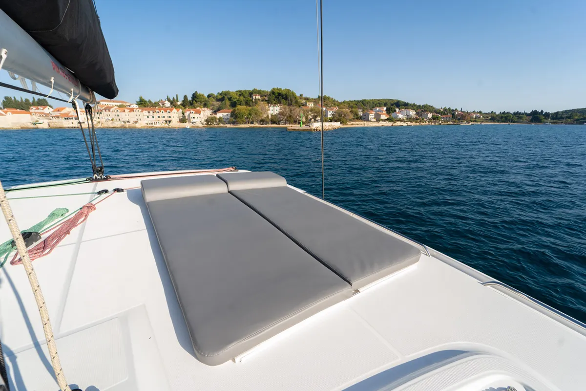 Deck of Sevgi, a Lagoon 40 catamaran at Grad Šibenik, Croatia
