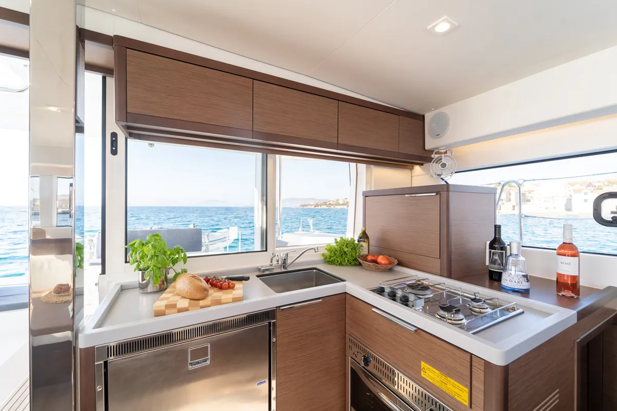 Galley of Sevgi, a Lagoon 40 catamaran at Grad Šibenik, Croatia