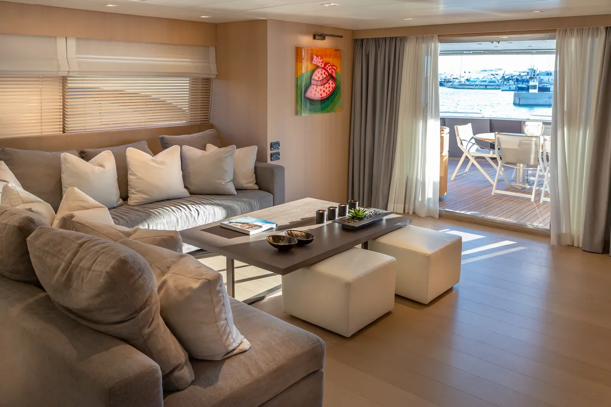 Salon of Summer Fun, a Admiral 101 motor yacht at Athens, Greece