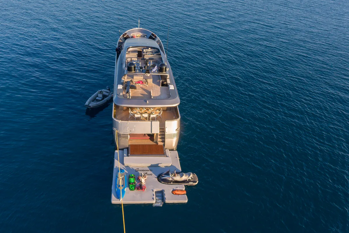 Exterior view of Summer Fun, a Admiral 101 motor yacht at Athens, Greece