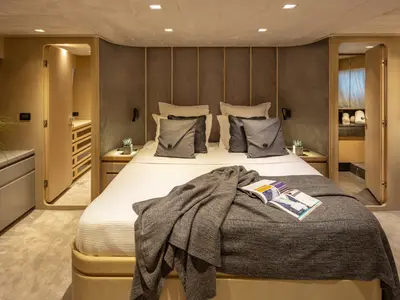 Cabin on Summer Fun, a Admiral 101 motor yacht at Athens, Greece