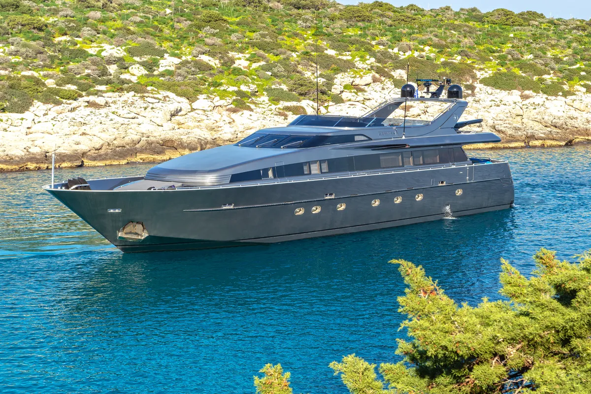 Exterior view of Summer Fun, a Admiral 101 motor yacht at Athens, Greece
