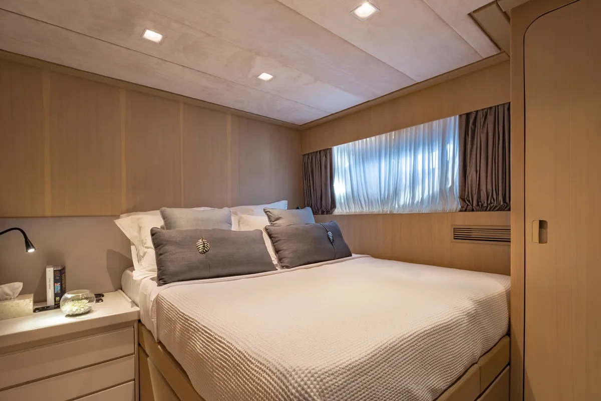 Cabin on Summer Fun, a Admiral 101 motor yacht at Athens, Greece