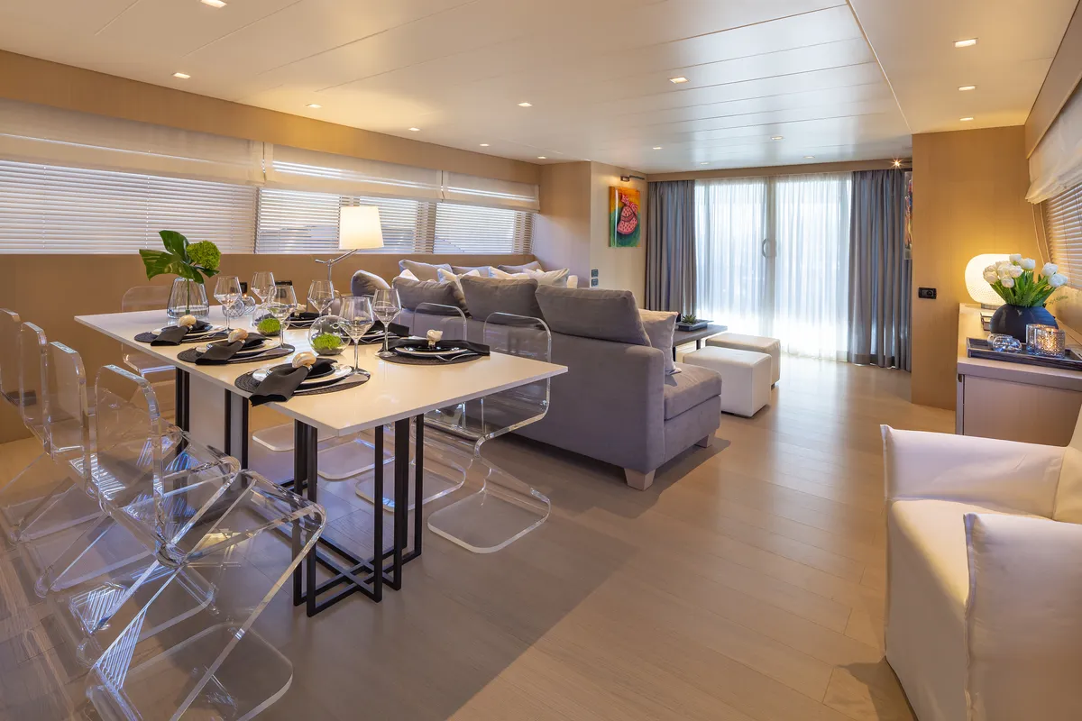 Salon of Summer Fun, a Admiral 101 motor yacht at Athens, Greece