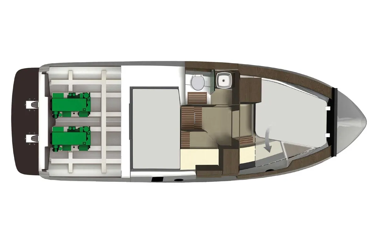 Floor plan of Orionis II, a Grandezza 34 OC motorboat at Grad Trogir, Croatia