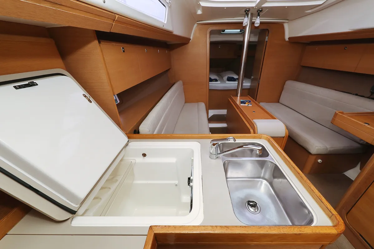 Galley of Sweet Lady, a Dufour 350 GL sailboat at Grad Vodice, Croatia